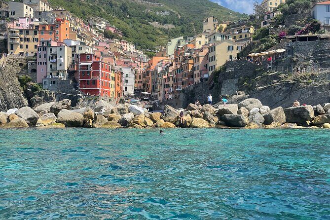 Catch the Sun, Skip the Crowds: 5Terre w Aperitivo&Snorkel - Vernazza from the water: pastel cliffs and a real harbor feel